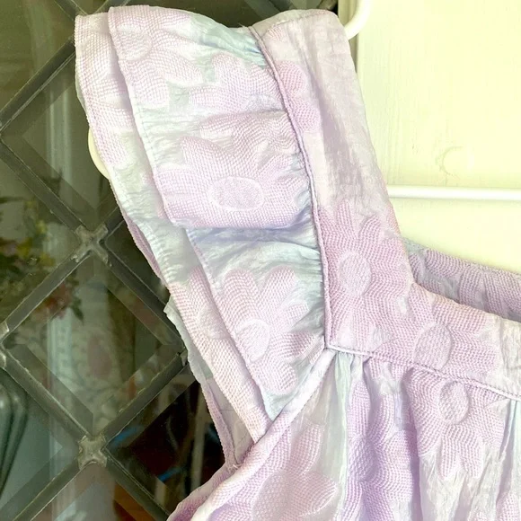 Entro Ruffle Sleeve Sunday Brunch Lavender Mini Babydoll Dress small 2 NWT $65 - Picture 3 of 10